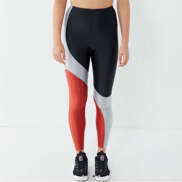 NEW Koral Colorblock Athletic Leggings in Black, Red & Silver from Bandier sz S - Picture 3 of 8